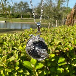 NEW Blue Goldstone Dragon Ball Pendant Blue Goldstone Dragon Ball Necklace